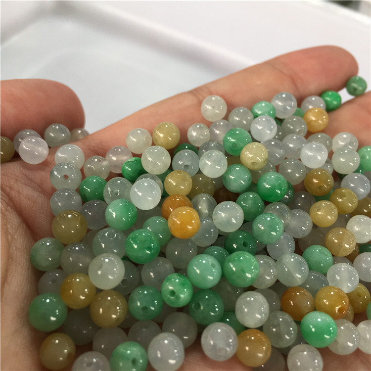 diy翡翠天然冰种缅甸手串散珠