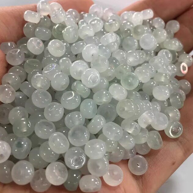 翡翠散珠 冰种算盘珠天然缅甸A货翡翠手串项链DIY挂件绳配饰珠子