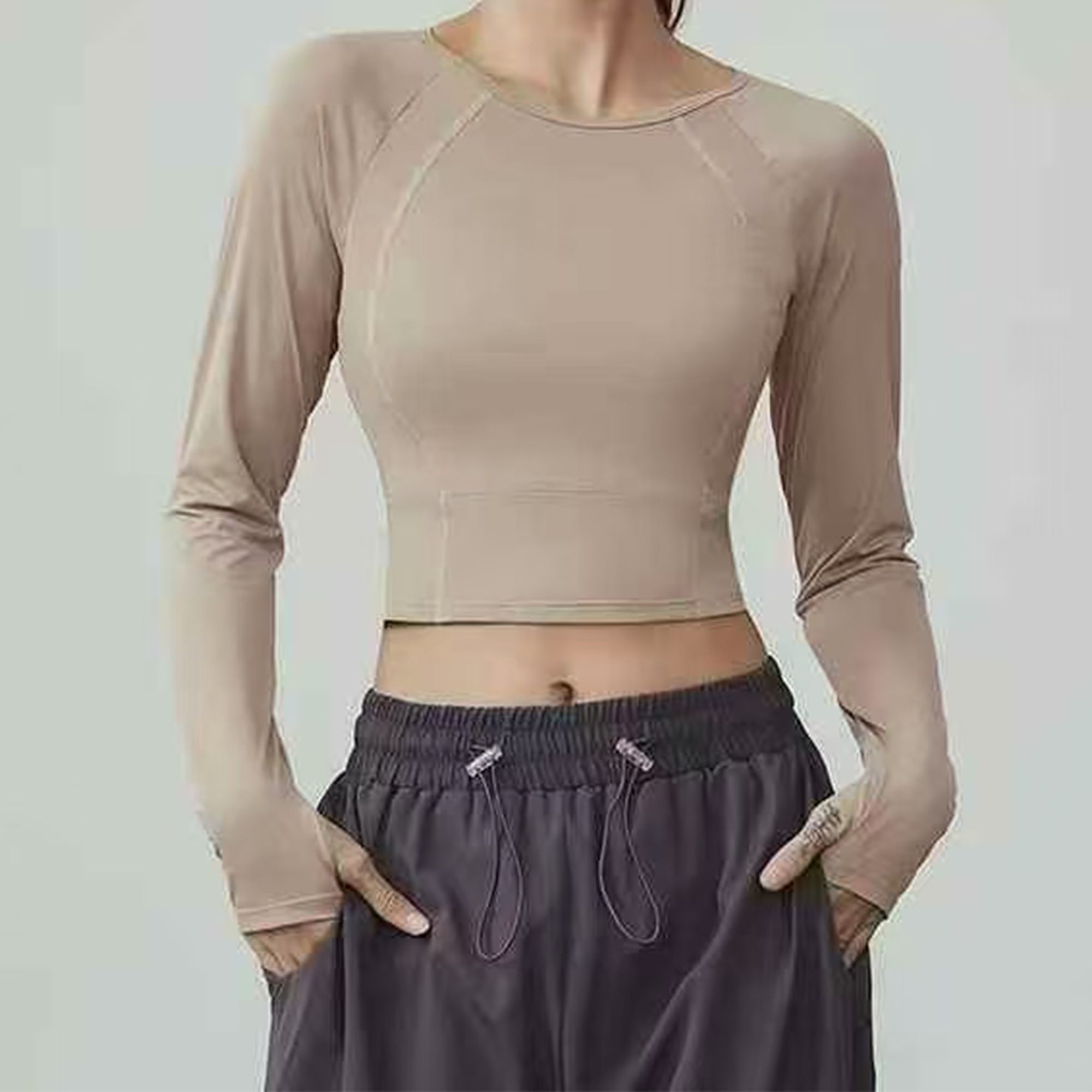 瑜伽健身普拉提长袖运动T恤上衣新款透气速干薄款