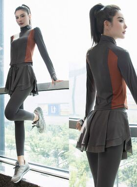 瑜伽服套装女2025新款秋冬高级感专业跑步训练运动外套大码健身服