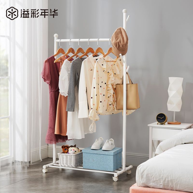 简易衣架落地挂衣架单杆式卧室折叠室内省空间晾衣架家用凉衣架杆