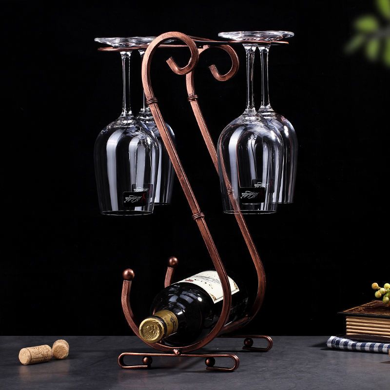 红酒杯架创意红酒架摆件酒瓶架红酒杯架倒挂家用4只装