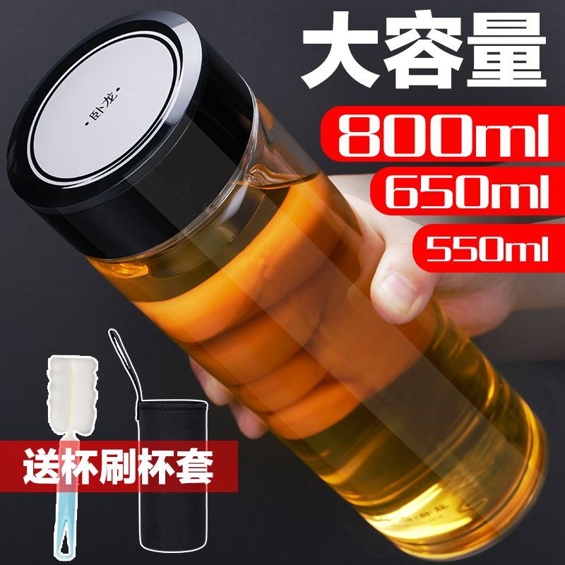 单层加厚玻璃杯大容量耐热防烫防爆泡茶车载商务家用户外杯子