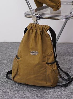 日韩潮牌学生背包上课通勤包轻便束口袋户外运动健身抽绳旅行包
