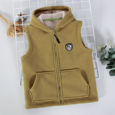 儿童摇粒绒连帽马甲春秋冬季加绒