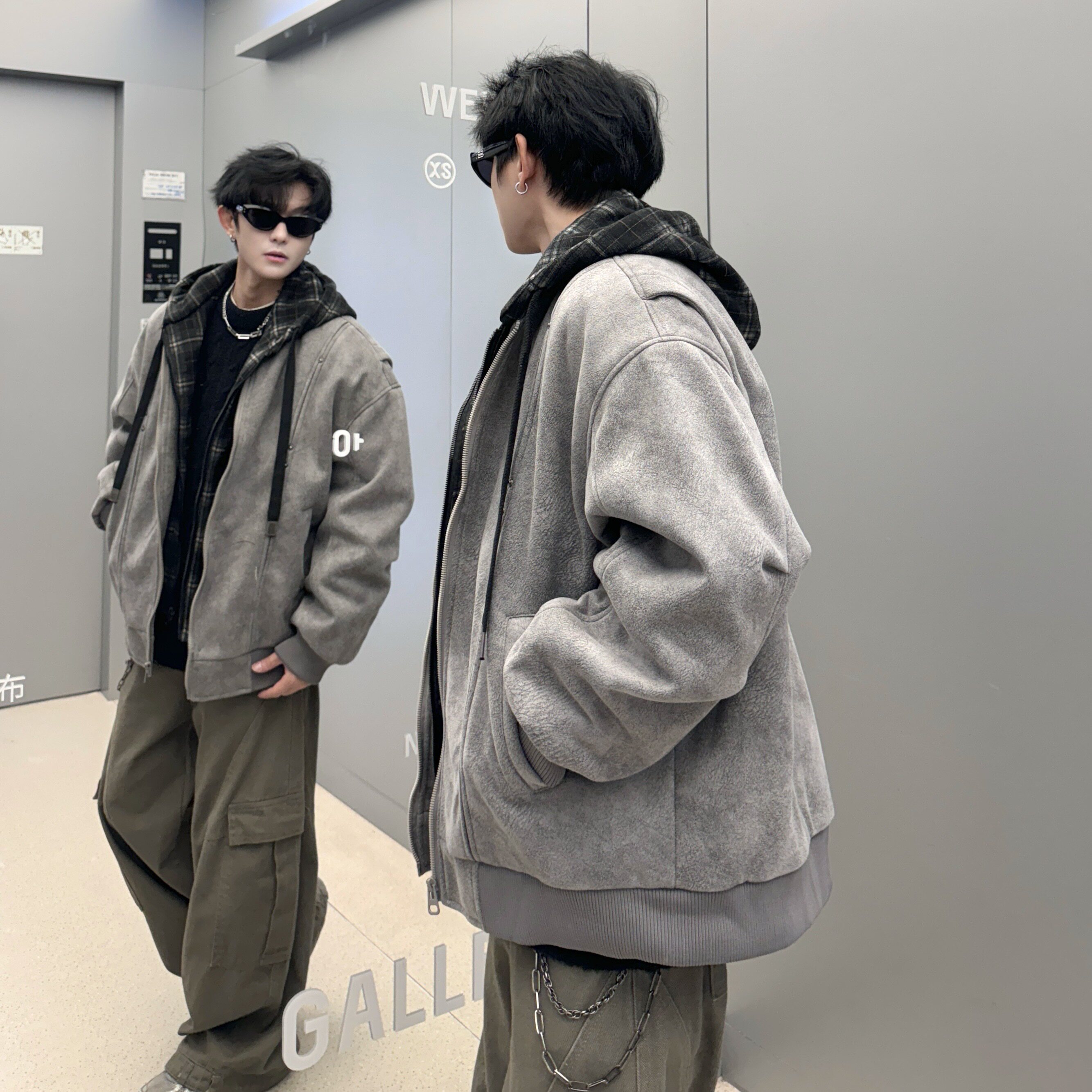 709-MY1821-P155冬季新款单人美式宽松休闲假两件可拆帽棉服,男装棉衣,星座709
