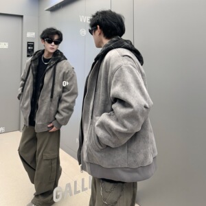 709-MY1821-P155 冬季新款 单人 美式宽松休闲假两件可拆帽棉服图片