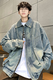 709-JK907-P115春秋复古水洗做旧牛仔飘带夹克外套男，男装夹克，星座709