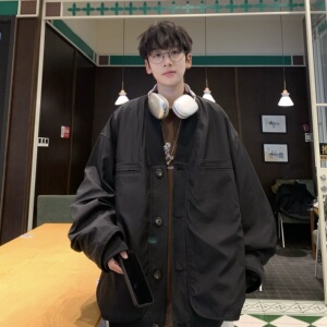 709-JK921-P105 美式V领飞行员夹克秋季情侣小众设计感外套男图片