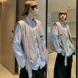 709-MJ70-P65春秋飘带装饰v领纯色宽松休闲大码马甲单人，男装背心/马甲，星座709