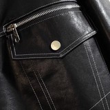 709-JK817-P125春秋连帽拉链皮衣呢子拼接百搭休闲夹克挂拍，男装夹克，星座709