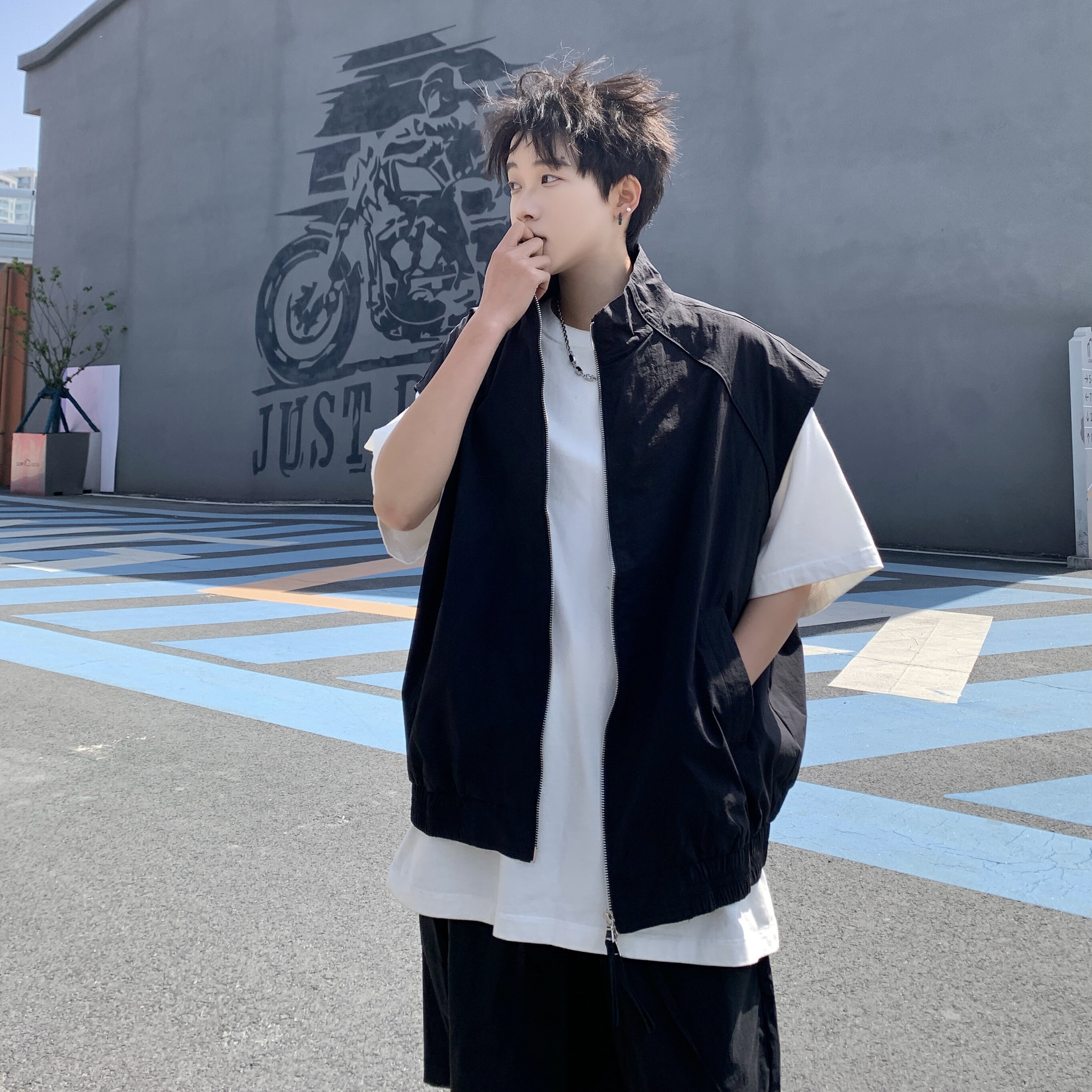709-TZ18-P110单人夏季新款简约休闲马甲套装,男装休闲套装,星座709