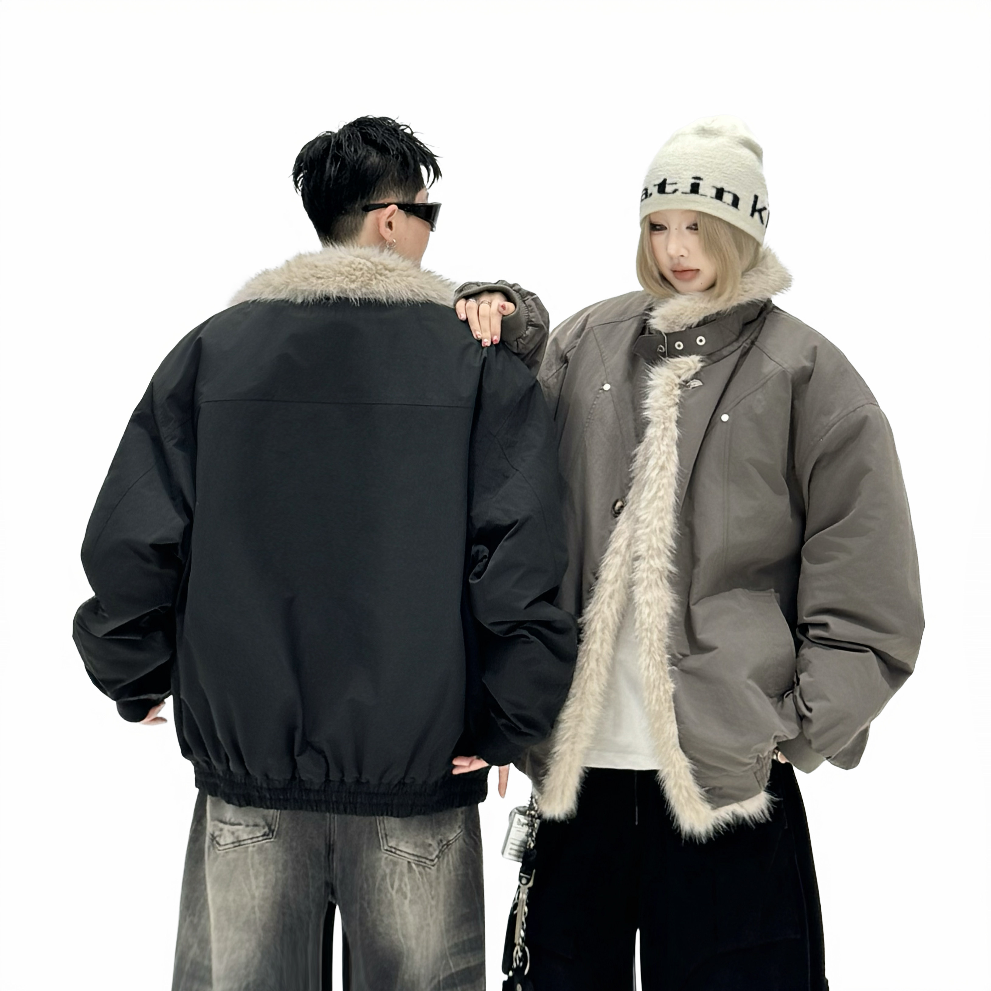 709-MY1801-P160冬季新款情侣座山雕毛领加厚派克服棉衣,男装棉衣,星座709