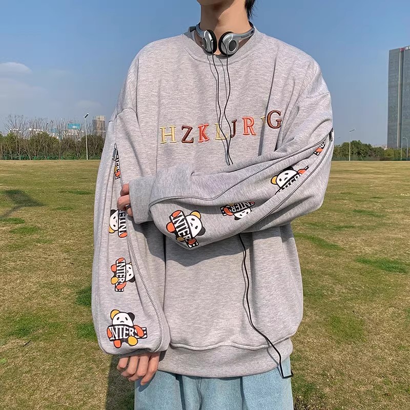 709-W303-P80个性刺绣印花外套拉链袖圆领休闲卫衣情侣款单人，女装短外套，星座709