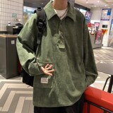 709-C816-P65春秋单人港风翻领灯芯绒套头休闲百搭衬衣男，男装衬衫，星座709