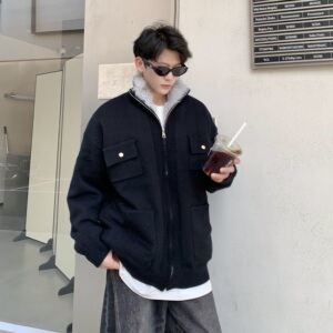 709-MY111-P160 冬季新款 单人  复古座山雕毛领开衫毛衣图片
