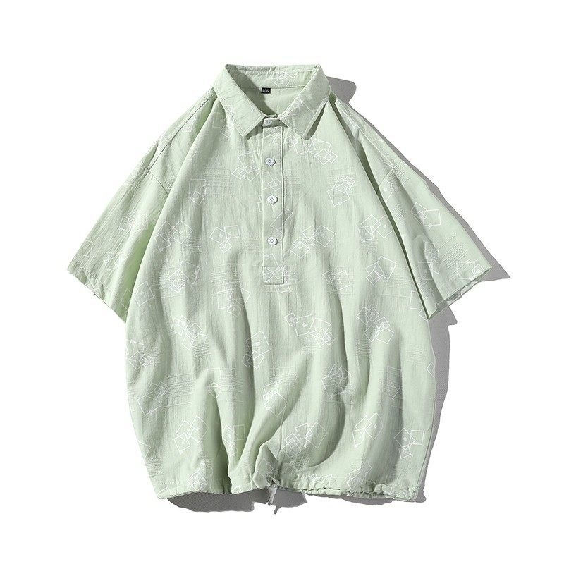709-T010-P38 23夏白底情侣百搭休闲纯色T恤提花短袖男翻领潮图片