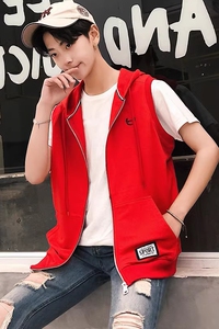 709-W16-P35  春季单人马甲背心外套 连帽修身男女学生班服大码图片