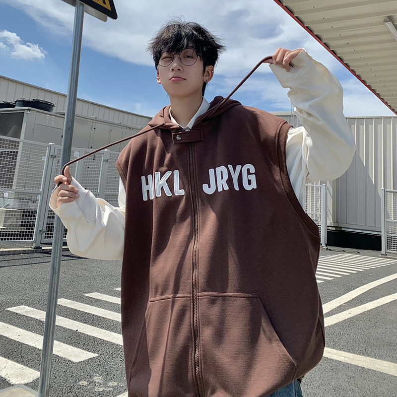 709-MJ82-P65春秋重磅360克纯棉休闲连帽开衫刺绣马甲坎肩情侣,男装背心/马甲,星座709