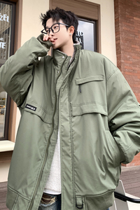 709-MY1637-P150 冬季情侣美式立领飞行夹克棉衣加厚羊羔毛外套男图片