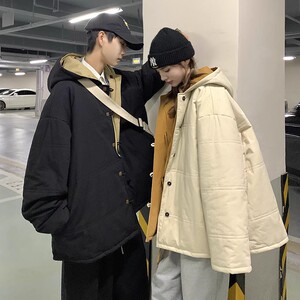 709-MY1000-P130 冬季情侣双面穿全棉加厚开衫连帽溜肩棉衣男图片