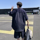 709-TZ23-P130单人夏季新款休闲牛仔衬衣套装，男装衬衫，星座709