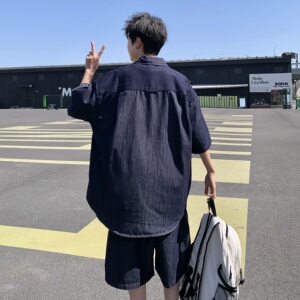 709-TZ23-P130 单人 夏季新款 休闲牛仔衬衣套装图片