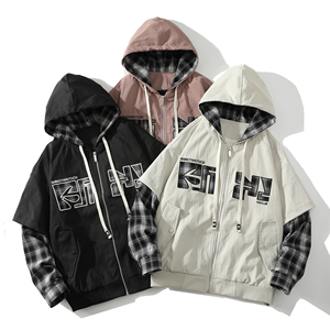 709-jk27-P125 白底 春季新款 阔版假两件夹克图片