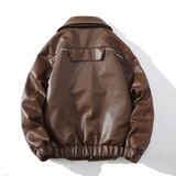 709-JK877-P145小众西装领皮衣夹克拉链装饰纯色外套白底，男装夹克，星座709