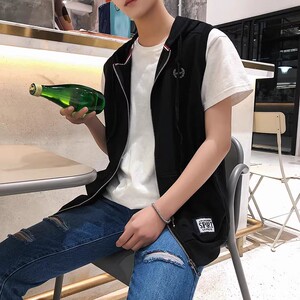 709-W16-P35  春季单人马甲背心外套 连帽修身男女学生班服大码图片
