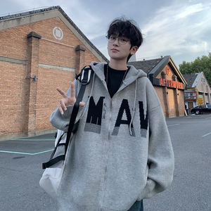 709-MY102-P105 春秋情侣毛衣连帽针织衫慵懒风休闲开衫男，男装针织衫/毛衣，星座709