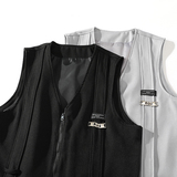 709-MJ70-P65春秋飘带装饰v领纯色宽松休闲大码马甲白底，男装背心/马甲，星座709