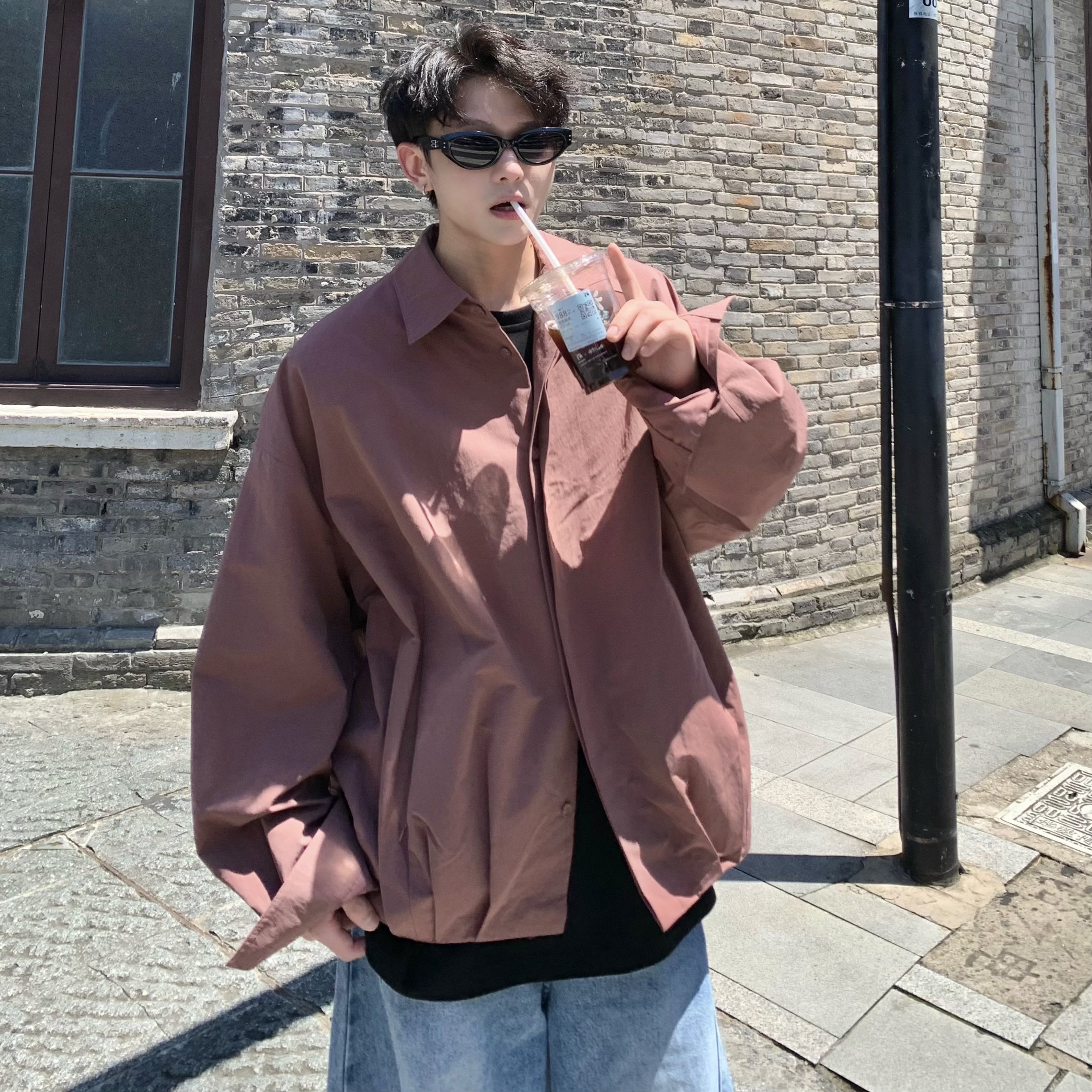 709-JK35-P120单人春季新款纯色衬衫领夹克，男装夹克，星座709