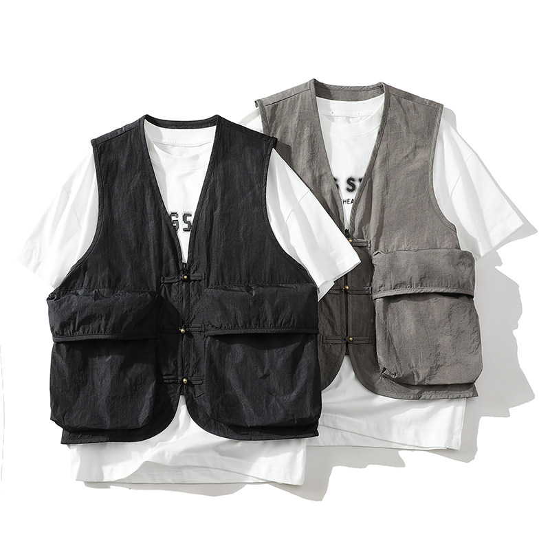 709-MJ91-P70白底新款日系复古马甲夏季男女无袖背心外搭，男装背心/马甲，星座709