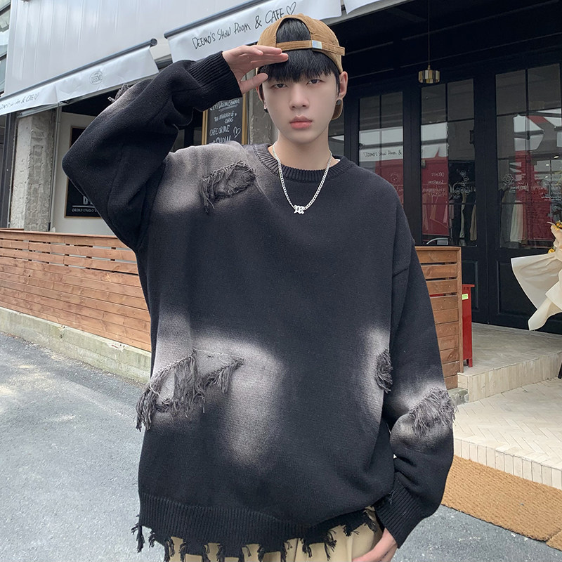 709-MY66-P105春秋情侣扎染流苏美式街头针织毛衣男单人图,男装针织衫/毛衣,星座709