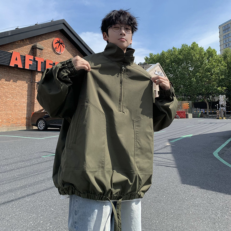 709-JK912-P95春秋情侣全棉半拉链立领夹克休闲外套宽松男,男装夹克,星座709