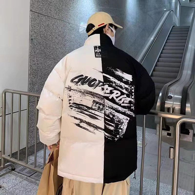 709-MY905-P100冬季港风单人加厚拼色工装棉服潮流百搭外套,男装棉衣,星座709
