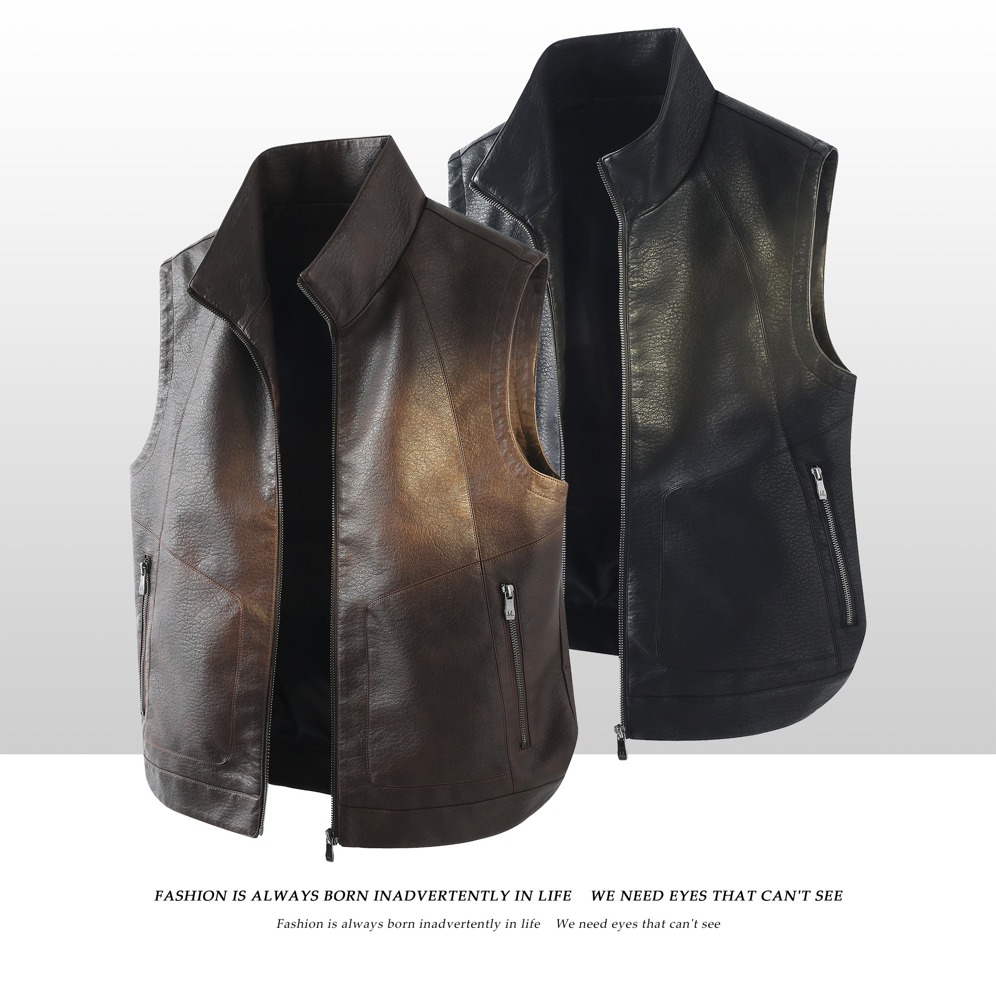 709-MJ201-P100春季上新白底美式复古休闲百搭皮衣马甲，男装皮衣，星座709