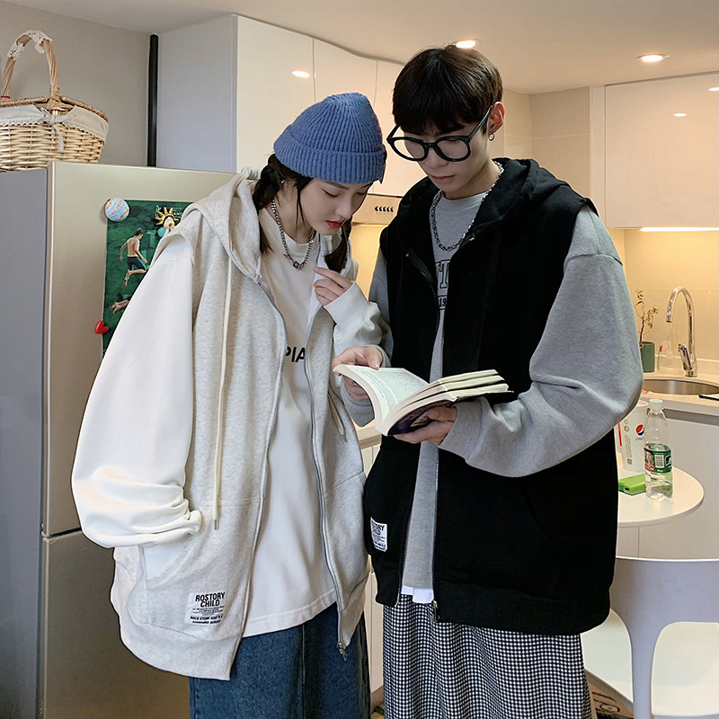 709-MJ17-P50春季简约拉链开衫宽松百搭潮流美式连帽马甲情侣,男装背心/马甲,星座709