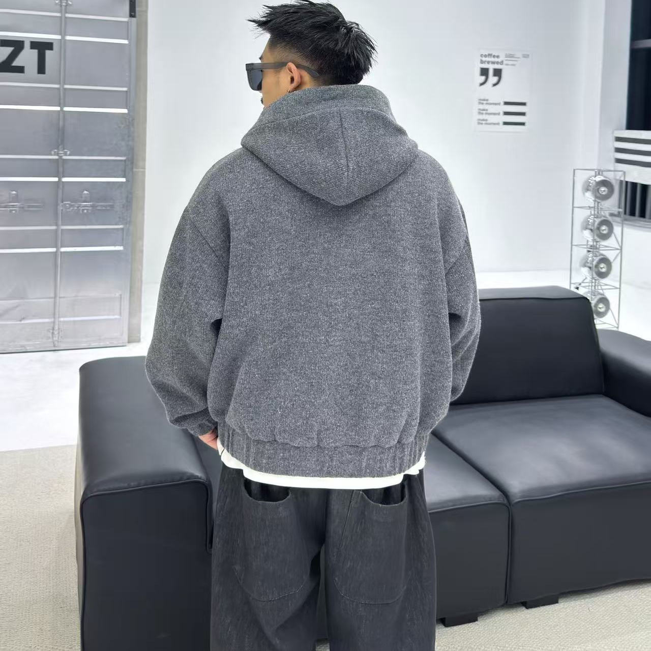 709-MY1832-P135冬季新款单人潮流简约休闲仿呢保暖套头外套,男装棉衣,星座709