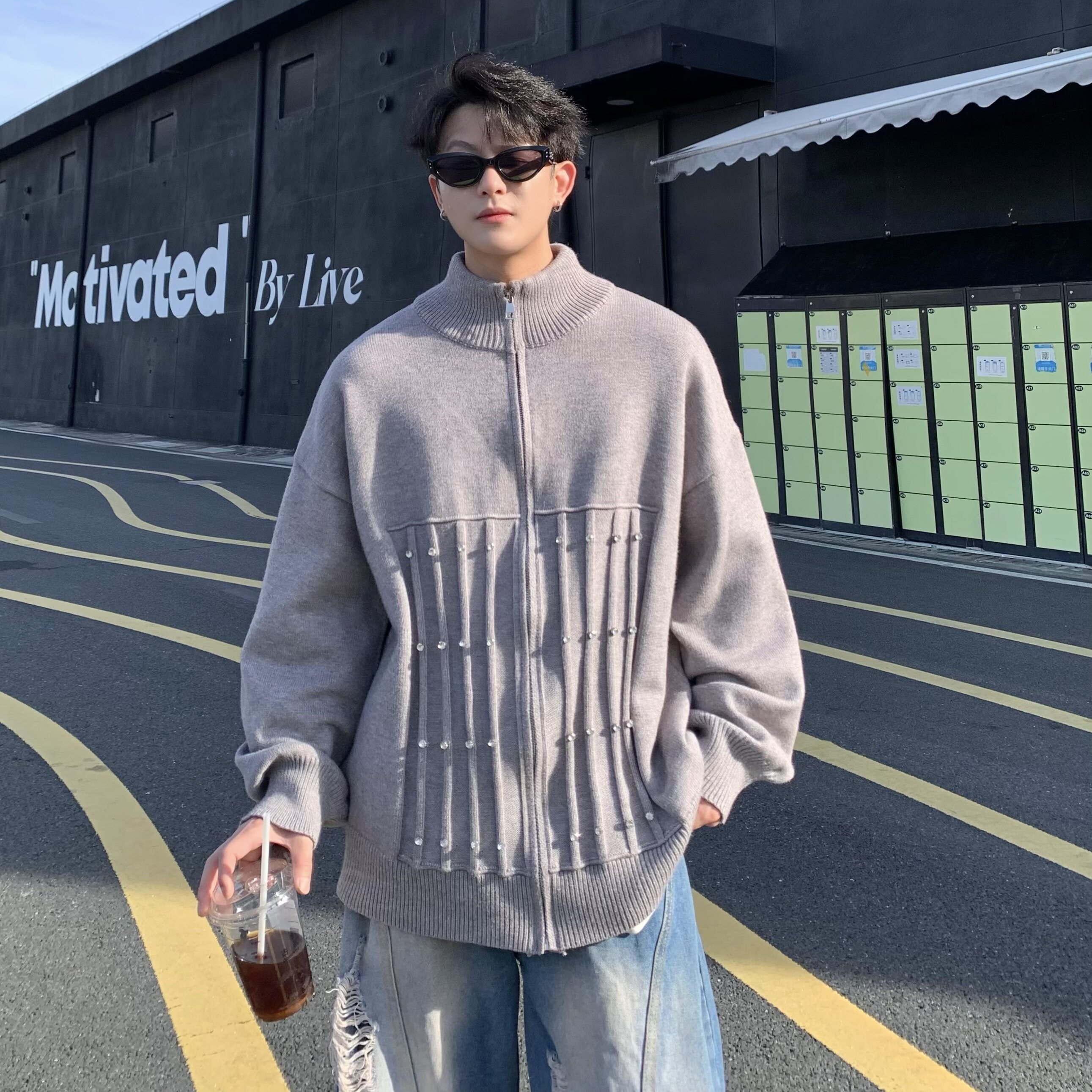 709-MY110-P115单人秋季新款休闲立领针织衫开衫毛衣,男装针织衫/毛衣,星座709
