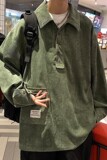 709-C816-P65春秋单人港风翻领灯芯绒套头休闲百搭衬衣男，男装衬衫，星座709