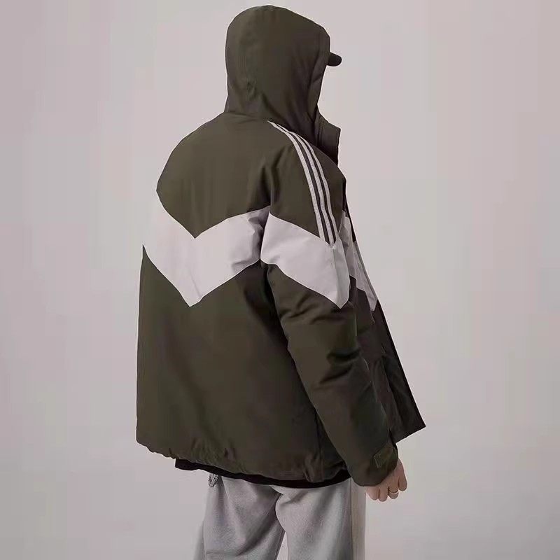 709-MY10-P115 冬季单人潮流加厚工装拼色连帽棉服外套男图片