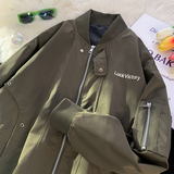 709-JK886-P80春秋百搭美式飞行员棒球服夹克休闲宽松外套平铺，男装夹克，星座709