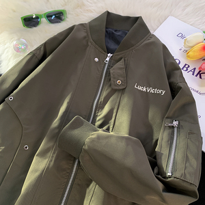 709-JK886-P80 春秋百搭美式飞行员棒球服夹克休闲宽松外套  平铺图片