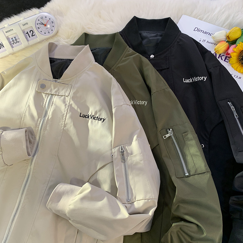 709-JK886-P80 春秋百搭美式飞行员棒球服夹克休闲宽松外套  平铺图片