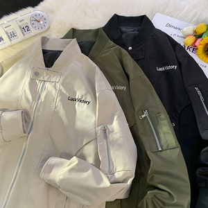 709-JK886-P80 春秋百搭美式飞行员棒球服夹克休闲宽松外套  平铺图片