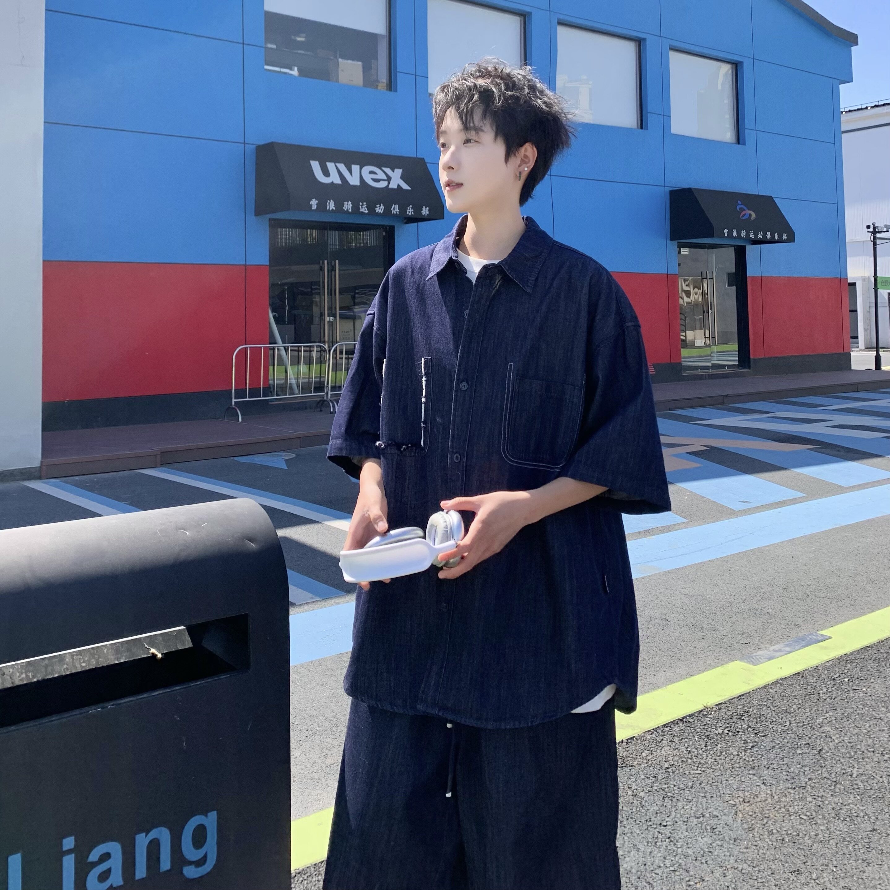 709-TZ23-P130 单人 夏季新款 休闲牛仔衬衣套装图片