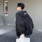 709-jk28-P125单人秋季新款绣花格子假两件夹克，男装夹克，星座709