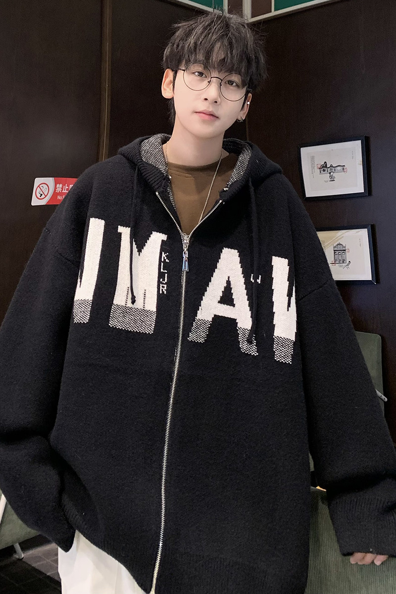 709-MY102-P105春秋情侣毛衣连帽针织衫慵懒风休闲开衫男,男装针织衫/毛衣,星座709